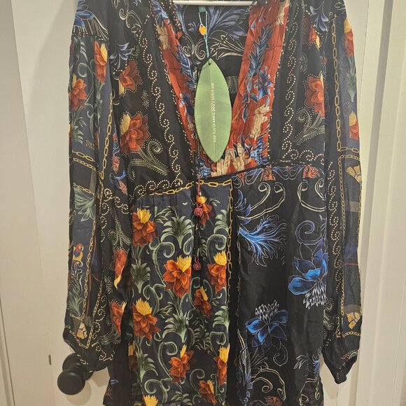 FARM RIO Black Arabesque Mixed Scarves Mini Dress - Picture 6 of 7